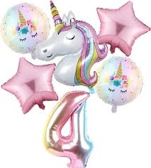 Bol Com Set Van 6 Stuks Unicorn Eenhoorn Ballonnen Verjaardagsfeestje Decoraties 4 Jaar