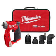 Along with the drill, there is an attached belt hook, an m12 redlithium 2.0ah compact battery pack, an m12 redlithium 4.0ah extended capacity (xc) battery pack, and a quick charger. The Milwaukee M12 Fuel Installation Drill Driver Kit Is A 4 In 1 Solution With Interchangeable Heads Unrivaled Ac Milwaukee Tools Drill Driver Milwaukee M12