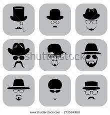 A Set Of Flat Icons Silhouette Of A Man Wearing A Hat With Glasses With A Beard And Mustache Vektor Illustration Silhouette Man Man Silhouette Flat Icon