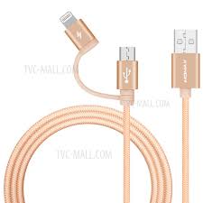 Gold Momax Mfi Certified 1m 2 In 1 Lightning 8pin Micro Usb Charging Data Cord For Iphone Samsung Huawei Tvc Mall Com