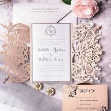 In the spring everything is in blossom, and there's nothing better than staying outdoors i guess that garden theme is one of the most natural solutions for a spring wedding, and today i'd like to show you some charming ideas to try. Blush Gatefold Laser Cut Wedding Invitations With White Ribbon And Silver Glitter Backer Elegant Invitations Pink Pastel Wedding Colors Garden Weddings Wlc039 Wedding Invitations Wedding Invites Paper
