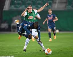 Can rapid vienna break arsenal's 100% europa league record? Rapid Vienna 1 2 Arsenal Pierre Emerick Aubameyang And David Luiz Inspire Comeback Daily Mail Online