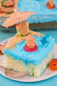 Monster theme first birthday cake. Beach Poke Cake