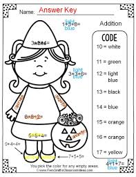 Two Free Halloween Color By Numbers Addition With Three Single Digit Addends Worksheets With Answe Math Coloring Worksheets Halloween Worksheets Halloween Math