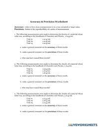 Accuracy And Precision Interactive Worksheet