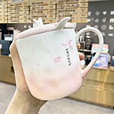 Wholesale 3d Cute Animal Rabbit Cup Ceramic Coffee Mug With Lid Pink Coffee Mugs Mugs Porcelain Mugs