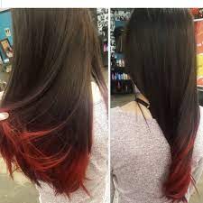 Wear it loose and keep it properly cared for to make sure the color doesn't. Fire Red Tips On Pretty Brown Hair Brown Hair Red Tips Brown Hair Tips Hair Dye Tips