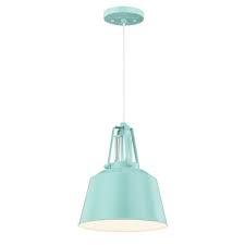 Feiss Freemont 9 In W 1 Light Hi Gloss Blue Metal Mini Pendant With Linear Crystal Crown Detail And White Cord P1305shbl The Home Depot