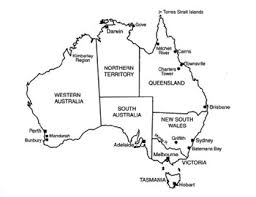 Slide 1, country outline map labeled with capital and major cities. Australia 32 Australia Maps Outlines By The Harstad Collection