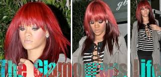 01 (first one top left) hair style: Rihanna Two Toned Red Hair