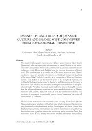 Pdf Java Islam Relationship Of Javanese Culture And Islamic Mystism In The Post Colonial Study Perspective