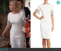 Brooke S White Fringed Sleeve Dress On The Bold And The Beautiful Dresses Modest White Dress Dresses With Sleeves
