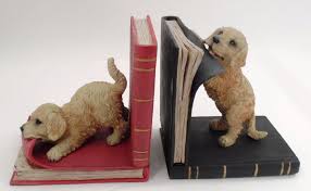 Heavy Cast Resin Playful Puppies Golden Retriever Pups Barnes Noble Bookends Decor Home Decor Bookends