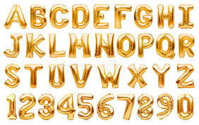 The english alphabet consists of 26 letters: English Alphabet And Numbers Made Of Golden Inflatable Helium Balloons Isolated On White Gold Foil Balloon Font Full Alphabet Stock Image Image Of Baloon Design 171419229