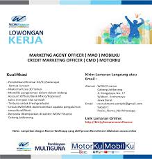 Wahana ottomitra multiartha (wom) adalah perusahaan yang bergerak di bidang jasa keuangan, dan telah menjadi salah satu bii group. Lowongan Kerja Wom Finance Jatibarang
