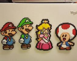 Mario Luigi Perler 8 Bit Pixel Art Sprites Super Mario Bros Toad Princess Peach Gifts For Guys Gifts For Girls Fun Per Pixel Art Fuse Beads Perler Beads