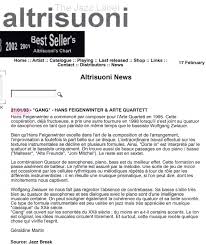 Je ne me sens pas bien. Gang Cd Arte Quartett