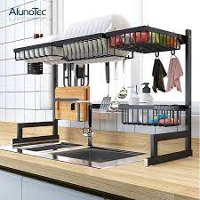 The vapsint is an inexpensive stainless steel dish drying rack that is intended for use over a sink. 95cm Black Stainless Steel Kitchen Storage Stand Organizer Sink Drying Dish Rack Buy Sink Rack Dish Drying Rack Kitchen Storage Rack Product On Aluminum Pergola Alunotec