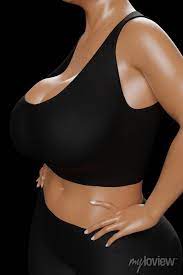 Young slim woman with big breasts in black sportswear posters for the wall  • posters naked, white, dress | myloview.com