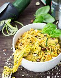 Zucchini Noodles Zoodles With Exquisite Hazelnut Carrot Sauce 30 Mins Vegetarian Recipe Zucchini Pasta Recipes Zoodle Recipes Pasta Recipes