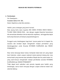 Beserta seluruh keluarga, para sahabat, kerabat, dan seluruh umat muslim yang taat hingga akhir zaman. Contoh Mc Pernikahan Terbaru Nasi