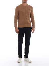 Polo ralph lauren mens sz xl navy cotton cable knit sweater crest logo crew neck. Ralph Lauren Camel Braided Cotton Crew Neck Sweater Crew Necks 710702613010