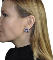 Heart Earrings in 925 Silver and Semi-precious Stones