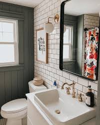 Diy rustic wood accent wall Halstad Framed Bathroom Mirror Bathroom Renovation Diy Diy Bathroom Renovation Small Bathroom Makeover