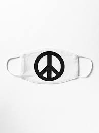 Black And White Peace Sign Pin On Face Mask Custom Artwork Designs