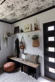 Bedroom Black And White Floral Wallpaper Floral Modern Mudroom With Black Wardrobes Built In Bench Black And Cream Bedroom Home Decor