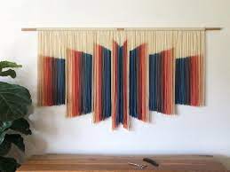 Sunburst Dip Dyed Wool Macrame Wall Hanging By Kate Crowley Gilbert Yarn Wall Art Macrame Wall Art Yarn Wall Hanging