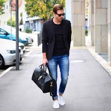 Black Blazer Outfit Men T Shirt With Blazer Look Blazer Outfits Men Mens Clothing Styles Mens Outfits