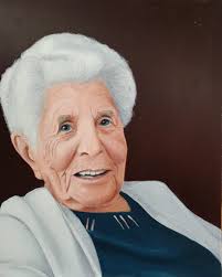 Karen Exley's Dad, Len, lived with Alzheimer's and vascular dementia. She's  been painting 100 portraits in her Dad's memory focussing