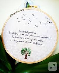 Yazi Islemeli Etamin Pano Kus Ve Agac Figurleri Ile Detaylandirilmis Kanavice Kasnak Pano Duvar Susu Modelleri Carpi Isi Sablon Kanavice Kasnak Sanati Nakis