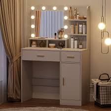 Cottinch Vanity Desk With Led Mirror