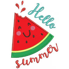 Download Hello Summer Watermelon Slice Applique Machine Embroidery Design Digitized Pattern
