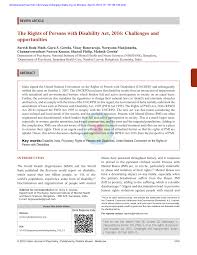 Pdf The Rights Of Persons With Disability Act 2016 Challenges And Opportunities
