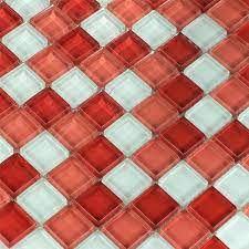 Zum beispiel in rot und weiß. Mosaikfliesen Glasmosaik Weiss Rot 25x25x8mm Tm33035m
