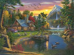 Difficult jigsaw puzzles thomas kinkade the house beside the river. Amazon Com Buffalo Games Kim Norlien Mountain Paradise 1000 Piece Jigsaw Puzzle Toys Games