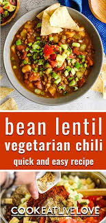 Easy Cupboard Bean Lentil Chili Recipe Easy Vegetarian Chili Recipe Vegetarian Soup Recipes Healthy Vegetarian