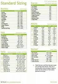 Standard Sizing Chart Loom Knitting Crochet Size Knitting