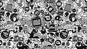 Black And White Collage Computer Wallpaper Collage Desktop Wallpapers Mac Wallpaper Retro Wallpaper Doodle Art
