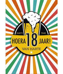 Verjaardagskaart Hoera 18 Jaar Biertje Feestbazaar Nl