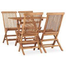 Vidaxl 3 piece garden bistro set solid teak wood brown. Vidaxl 5 Piece Folding Outdoor Dining Set Solid Teak Wood Idastock