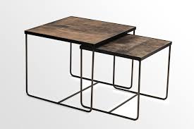 Soho Coffee Table In Dark Raw Iron With Waterbuffalo Leather Top In Chocolate Or Off Black