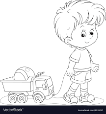 Boy Walking With Toys Vector Image On Vectorstock In 2020 Coloring Pages Winter Disney Coloring Pages Cute Coloring Pages