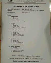 Check spelling or type a new query. Lowongan Kerja Pt Trisco Tam Bandung Kec Katapang 2021