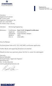 Cover letter for attached documents. Wpg Wpg Cover Letter Cover Letter Rosemount