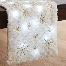 Led Light Up Arctic Fur Snowflake 72 Table Runner Christmas Table Linen Christmas Table Cloth Blue Christmas Decor