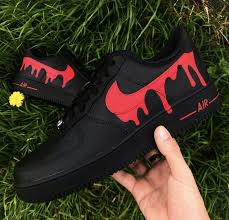 Red Drip Air Force 1 Custom The Custom Movement In 2020 Nike Shoes Women Custom Nike Shoes Black Nike Shoes